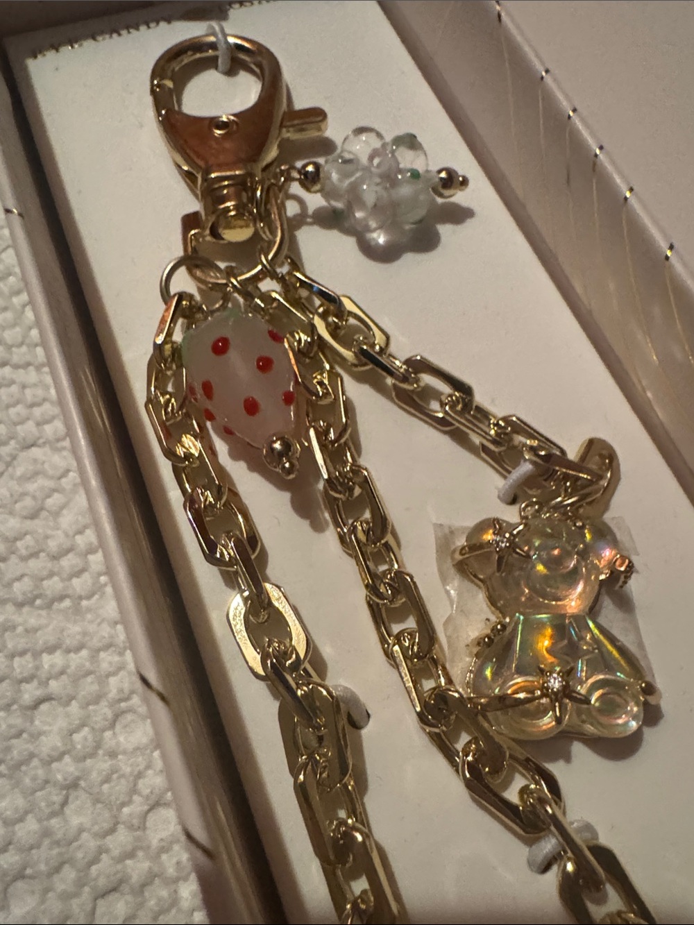 eyecandy Gold Chain Key Charm with Pink Glitter Heart & Gold Star - Picture 8 of 8